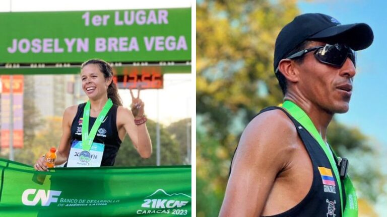 Joselyn Brea y Mauricio González el ganan #MaratonCAF categoría 21 km