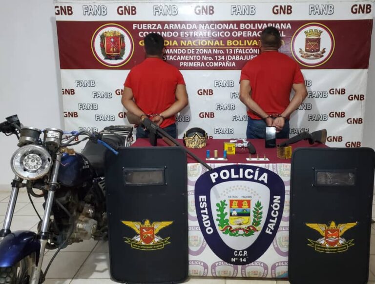 Capturados dos miembros de banda dedicada a extorsión y secuestro en Falcón