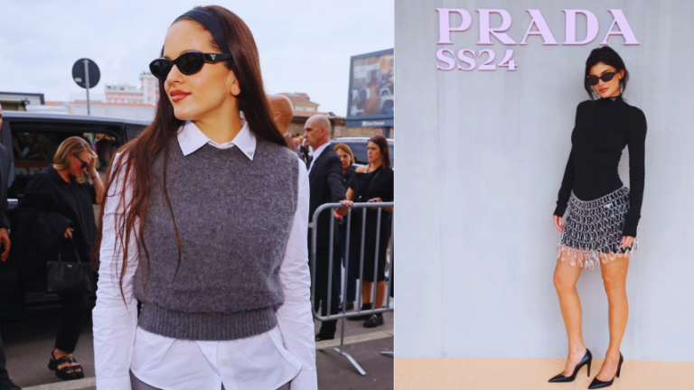 Rosalía y Kylie Jenner asisten al desfile de Prada en Semana de la Moda de Milán
