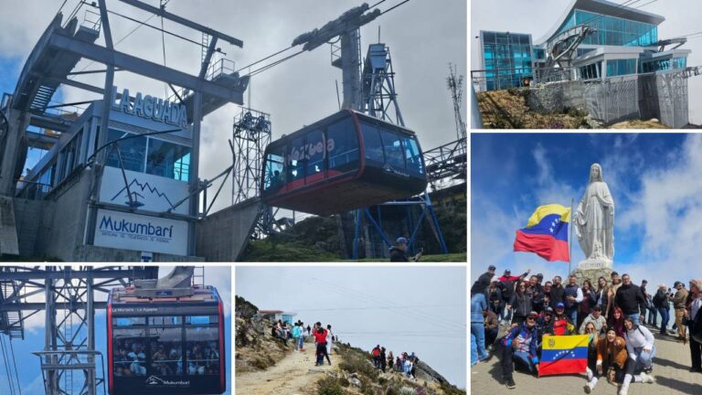 Turistas visitan el teleférico de Mérida en el Día de Reyes