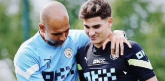 Guardiola se despidió de Julián Álvarez