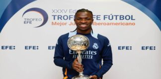 Vinicius recibe premio al mejor jugador Iberoamericano 2024