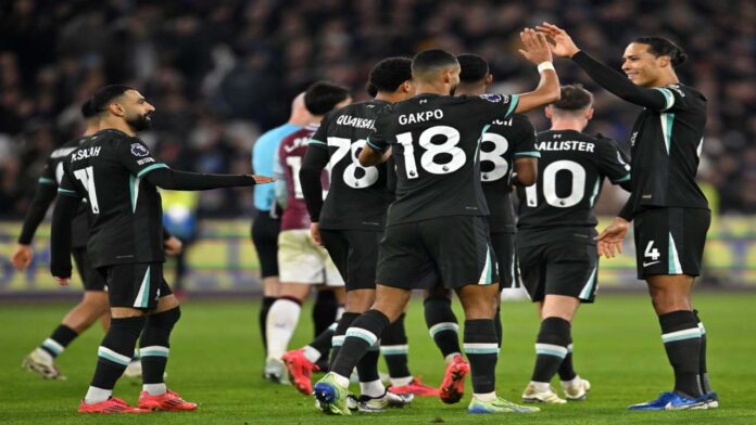 La maquinaria del Liverpool goleó a domicilio al West Ham y se aleja en la cima de la Premier League